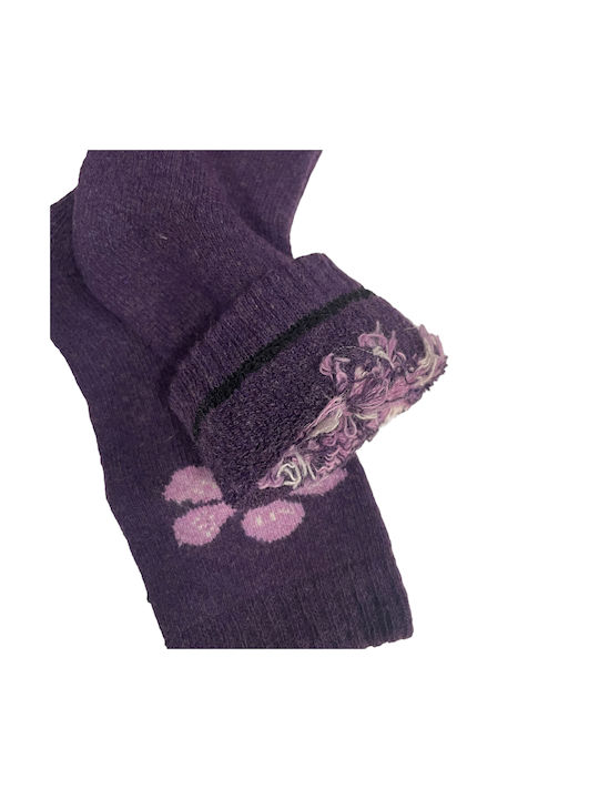 Q&Y Women's Solid Color Socks Purple