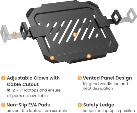 Brateck Vesa Compatible 75x75 100x100 Cooling Pad for Laptop up to 17"