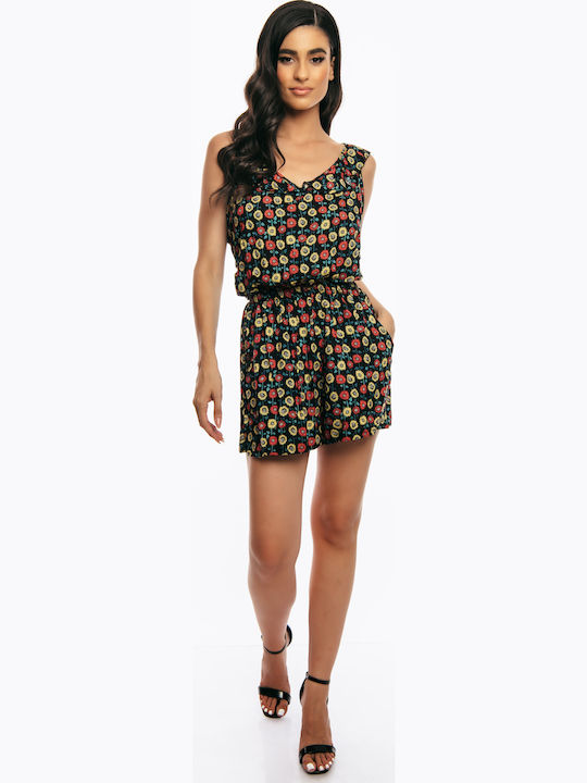 Damen Ärmellos Einteiler Shorts BLACK