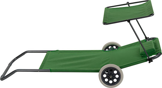 Muhler Foldable Steel Beach Sunbed Green with Shader 147x52x24cm
