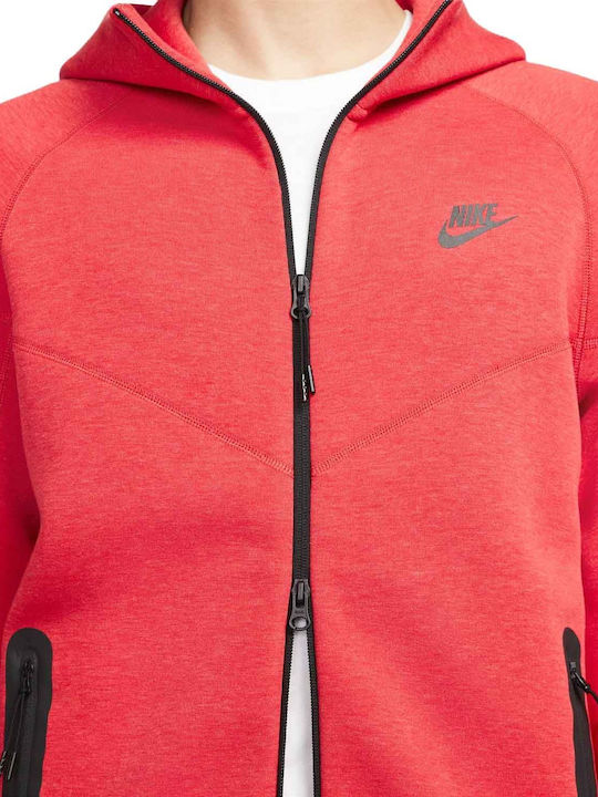 Tech Fleece Windrunner Cardigan With Red Hood