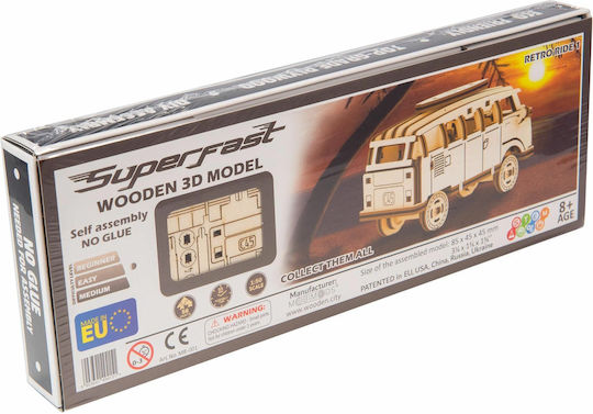 Wooden City Wooden Construction Toy Retro Van for Children 8+ years old+ Years