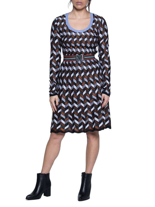 M Missoni Rochie cu imprimeu geometric maro