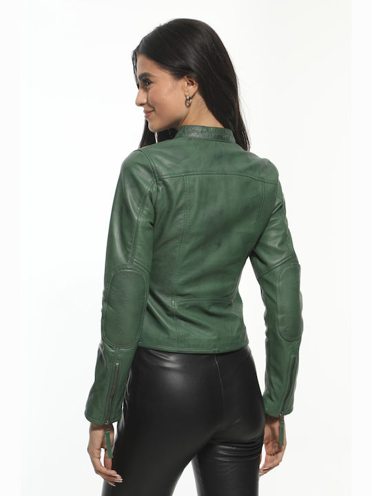 Newton Leather Women's Short Lifestyle Leather Jacket for Winter Green.