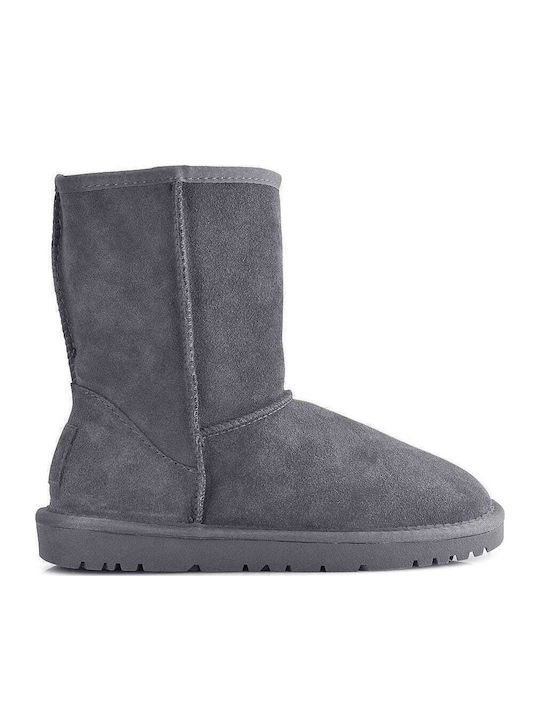 Suede Women's Ankle Boots with Fur Gray