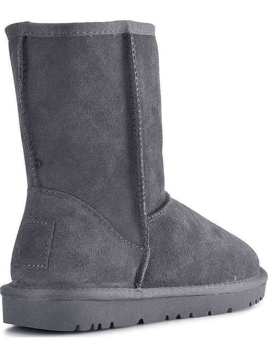 Suede Women's Ankle Boots with Fur Gray