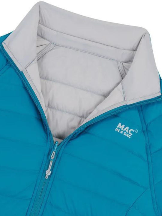 Polar Κοντό Γυναικείο Puffer Μπουφάν Διπλής Όψης για Χειμώνα Light Petrol