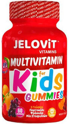 JeloVit Multivitamin For Kids Vitamin for Energy, Immune System Boost & Antioxidant Orange Strawberry Grape Mix 60 jelly beans