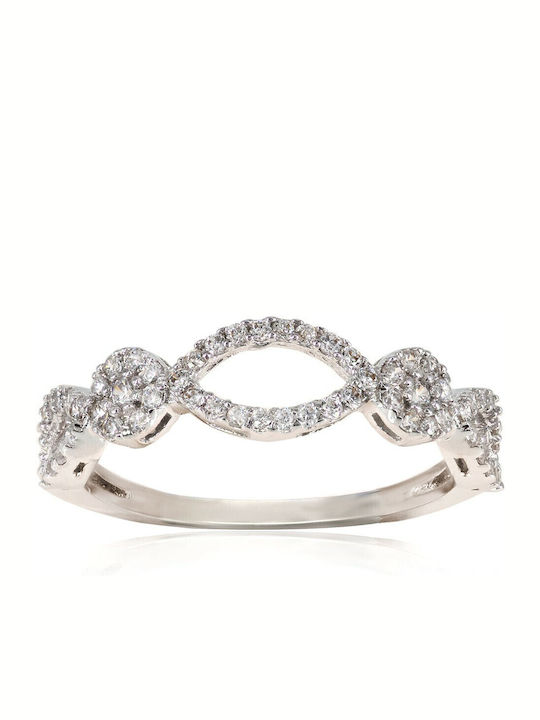 Vitopoulos Set with Necklace , Earrings & Ring from White Gold 14K with Stones