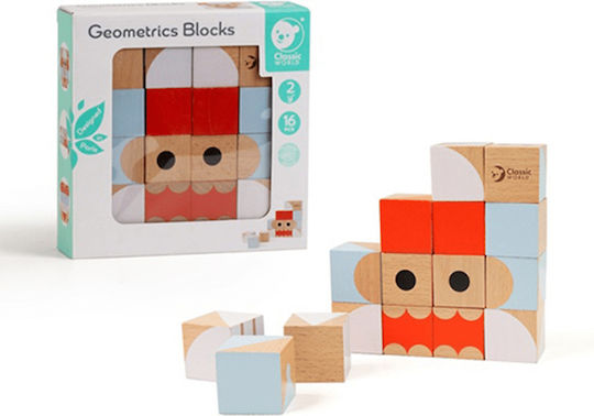 Classic World Geometric Wooden Building Blocks for 2+ Years 16 Pieces