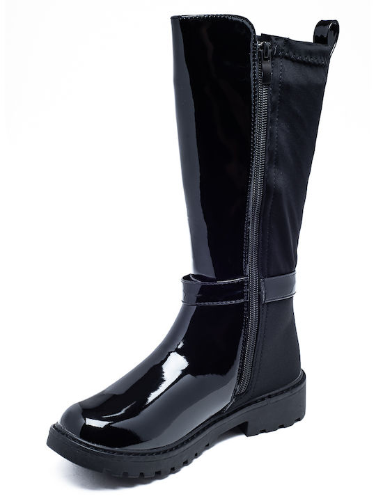 Marikelly Kids Patent Leather Boots Black