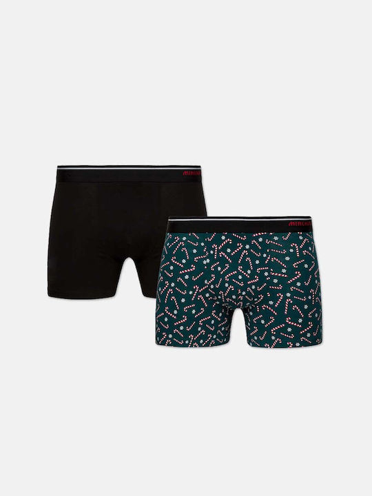 Minerva Herren Boxershorts Black-Green 2Packung