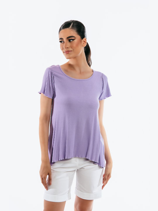 Boutique Women's Blouse Short Sleeve Purple