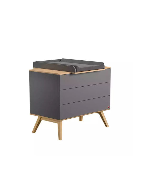 Kinderkommode Nature Baby Graphite/Oak mit 3 Schubladen 100x58x86.5cm