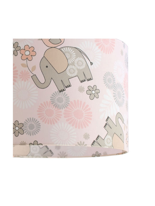 Veis Kids Plastic Single Ceiling Light E27 Elephants Pink 15W 35x24cm