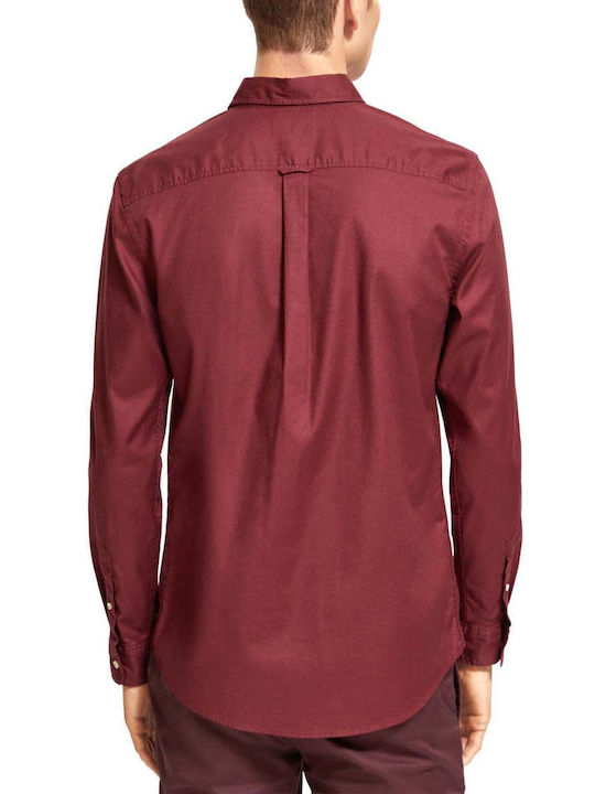 Scotch & Soda Cămașă Bărbătească Cu mânecă lungă Monocrom Burgundy