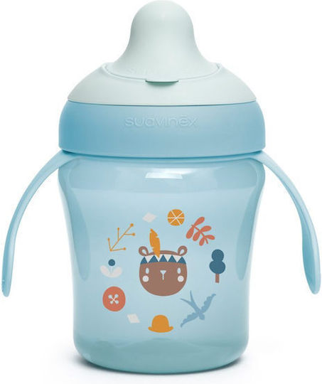 Suavinex Into the Forest Lern-Trinkflasche Kunststoff mit Griffen Blau für 6m+m+ 200ml