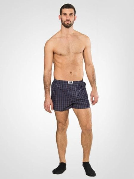 Men's Boxer Dark Blue Checkered