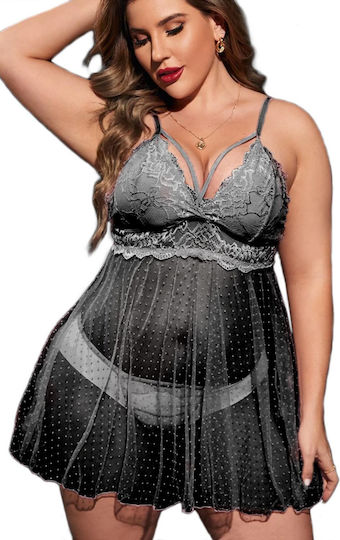 Pretty Lingerie Plus Size Set Sexy Baby Dolls mit Spitze & Transparenz Rot