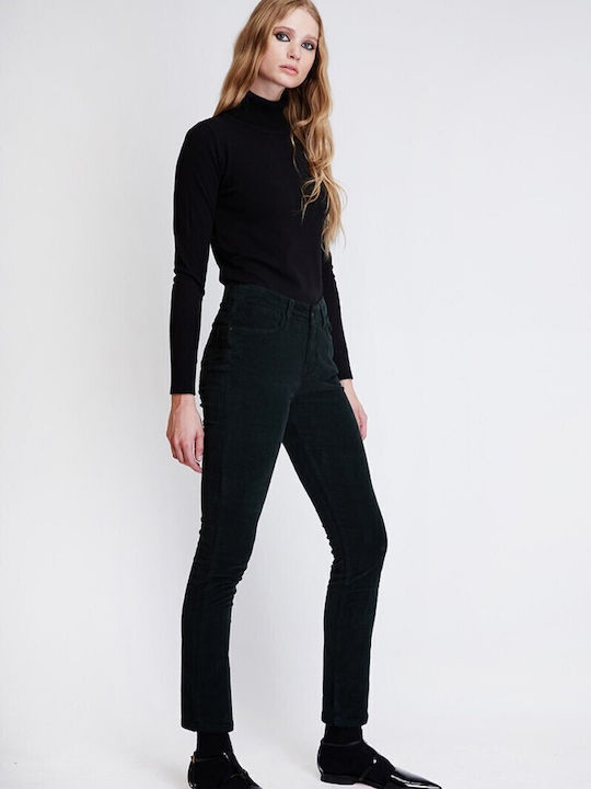 Women's Fabric Trousers in Skinny Fit with Emerald Color