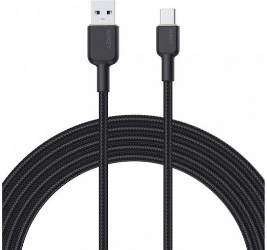 Aukey CB-NAC1 Редовна USB 2.0 Кабел USB-C мъжки - USB-A мъжки 60W Черен 1м