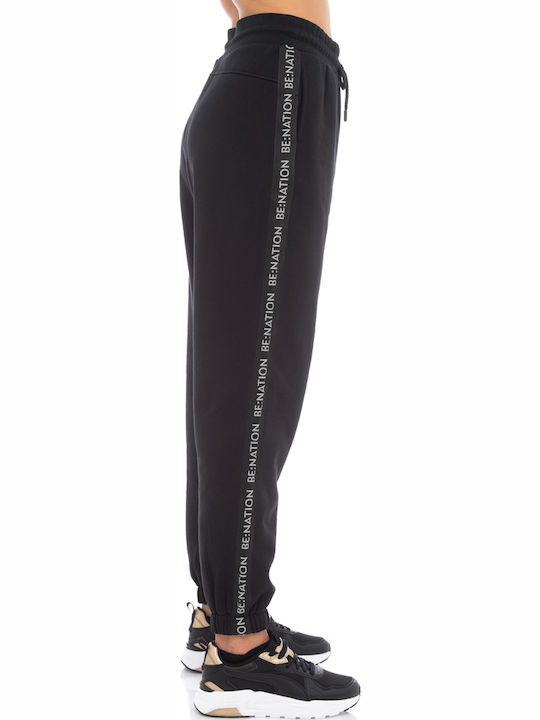 Hohe Taille Jogginghose Schwarz