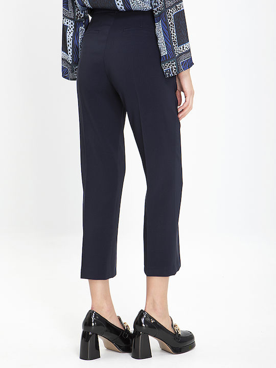 Laura Donini Women's Fabric Capri Trousers Blue