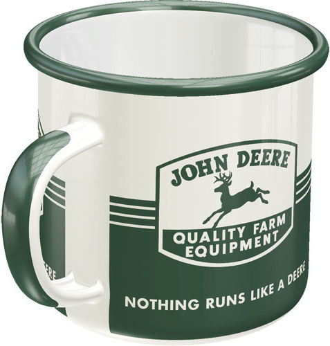 Nostalgic Art John Deere - Quality Farm Equipment Cană Emailat Albă 360ml