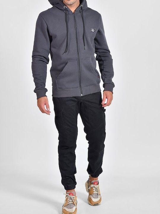 Clever Men's Sweatshirt Jacket with Hood GRI