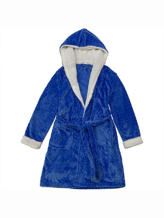 Ustyle Winter Women's Fleece Robe Blue