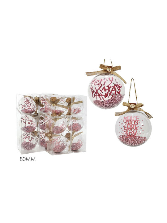 ArteLibre Christmas Glass Ball Ornament Transparent 8cm 6pcs