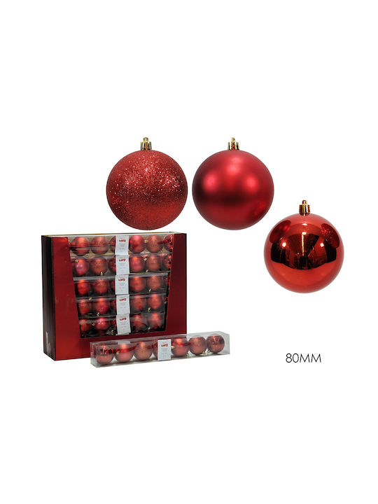 ArteLibre Christmas Ball Ornament Red 8cm 7pcs