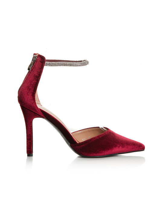 Shoe Art Burgundy Heels with Strap