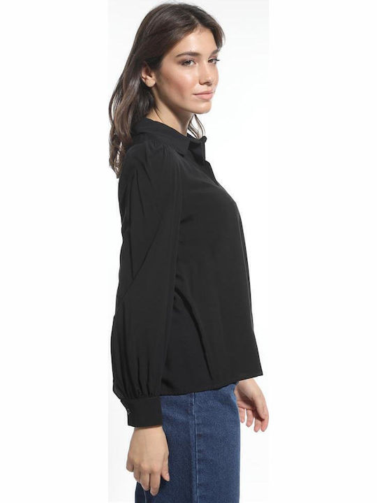 Langärmelig Damen Hemd Black