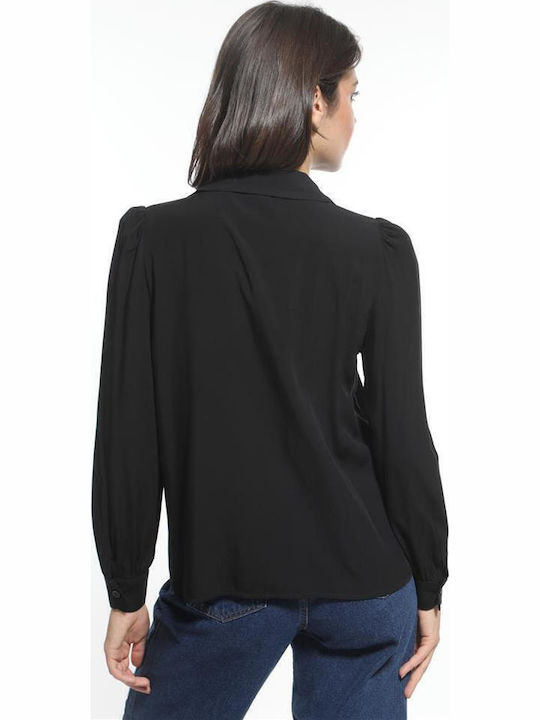 Langärmelig Damen Hemd Black