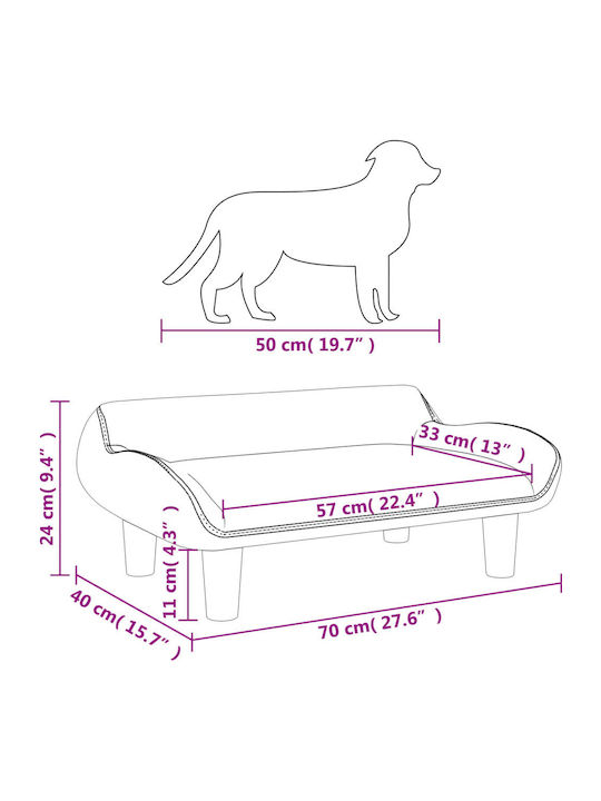 vidaXL Sofa Dog Bed Gray 70x40cm
