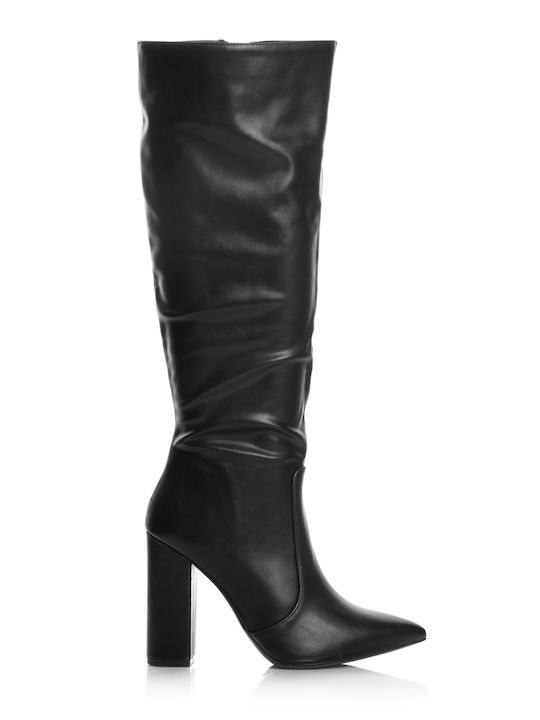 Shoe Art Synthetic Leather Women's Boots with Zipper Black