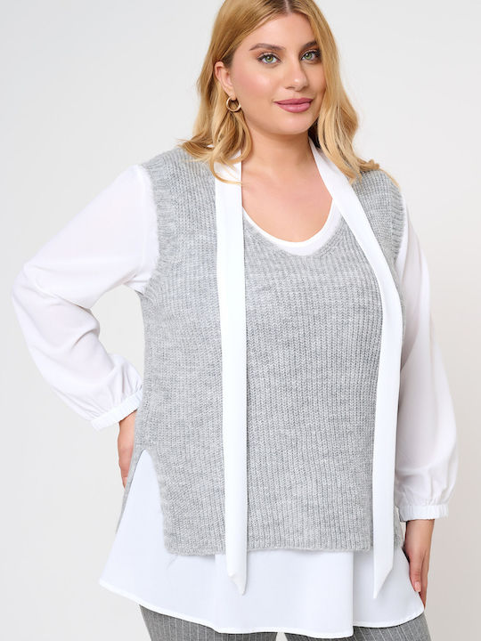 Long Women's Sweater Vest Grey