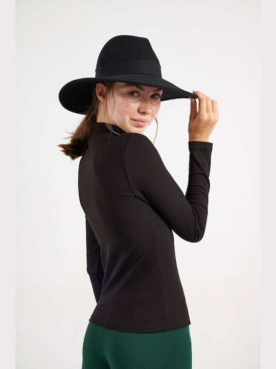 Attrattivo Women's Blouse Long Sleeve Turtleneck Black