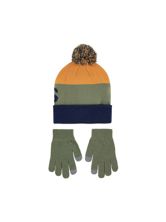 Levi's Kids Beanie Set with Gloves Knitted Green