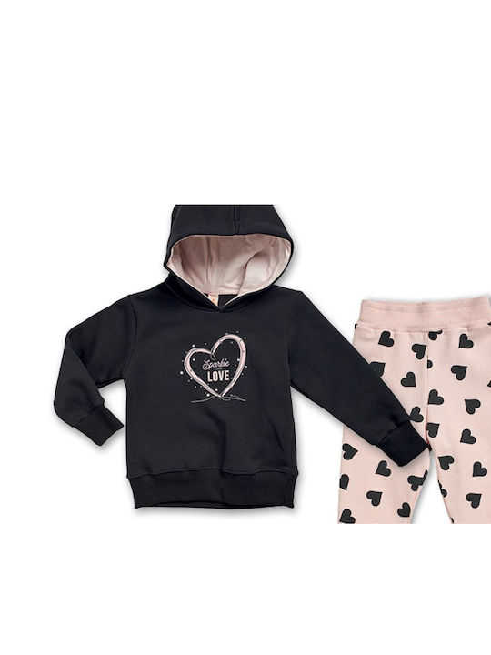 Reflex Kids Sweatpants Set Black-Pink 2pcs