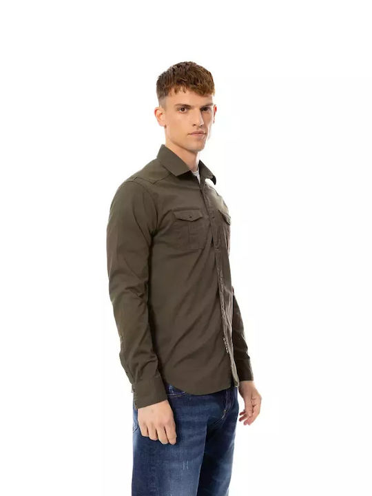 Cover Jeans Men's Shirt Long Sleeve Cotton Haki