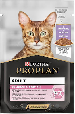 Purina Delicate Nasses Katzenfutter für Katze in Beutel mit Türkei und Fisch 10x85gr