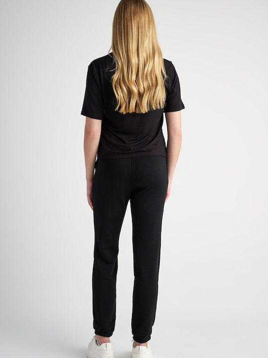 SugarFree Hohe Taille Damen-Sweatpants Jogger ΜΑΥΡΟ