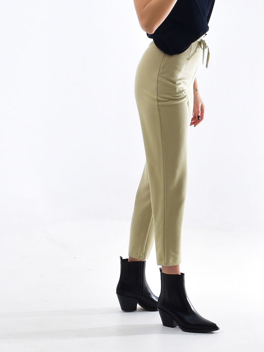 Damen Stoff Capri Hose Grün