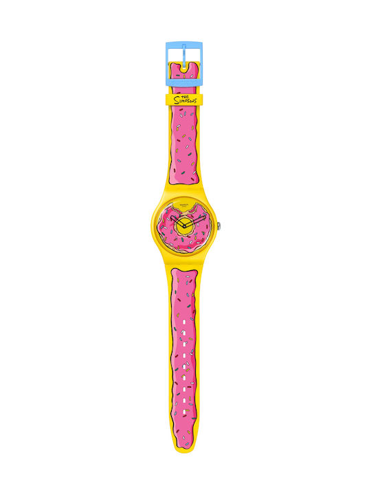Swatch Collection Γυναικείο Ρολόι 41mm Μπαταρίας με Ροζ Καουτσούκ Λουράκι