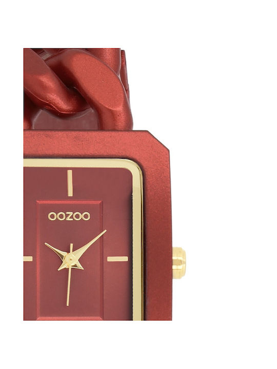 Oozoo Watch with Red Metal Bracelet