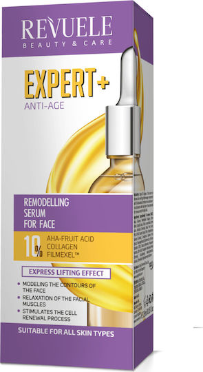 Revuele Expert+ Serum Hidratant și Anti-Îmbătrânire pentru Față cu AHA și Acid Hialuronic pentru Strălucire 25ml