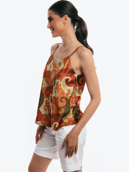 Damen Bluse mit Trägern orange
