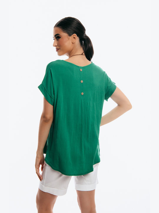 Secret Fashion Γυναικεία Μπλούζα Κοντομάνικη Πράσινη